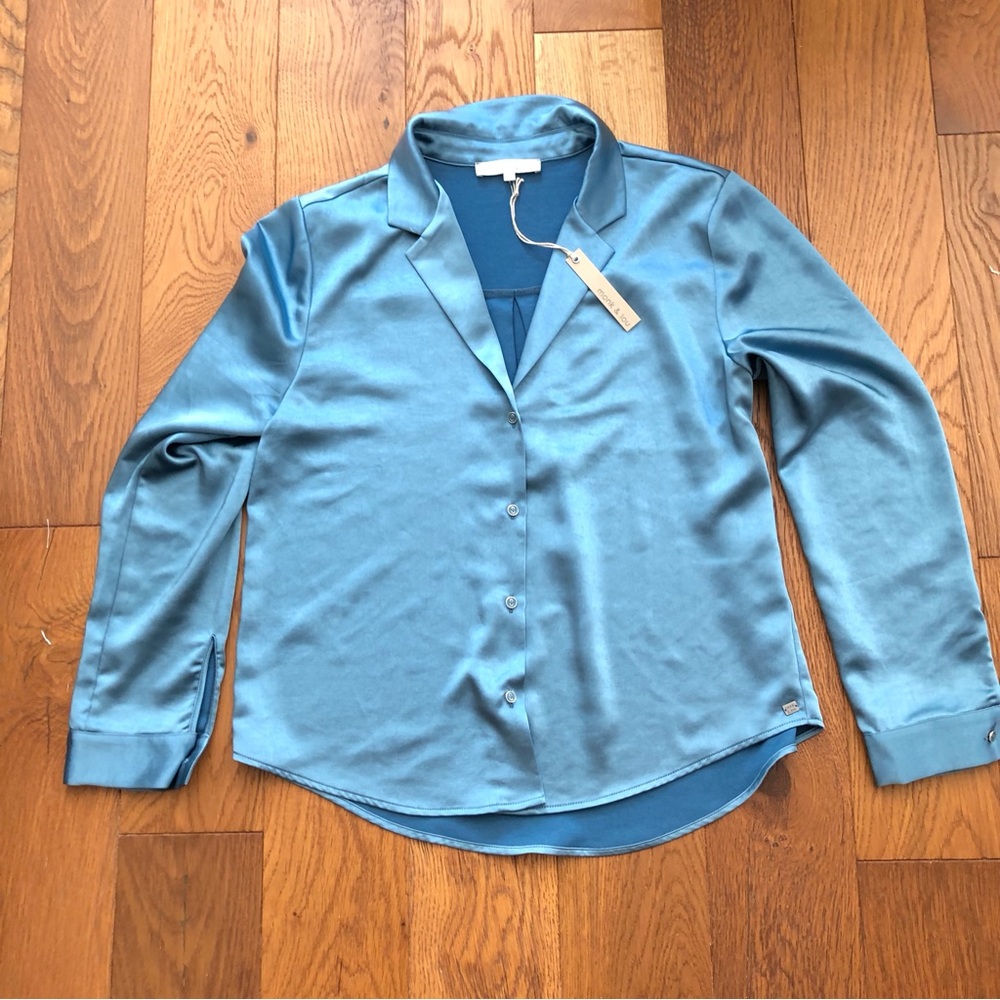 Women's Blue Satin Blouse